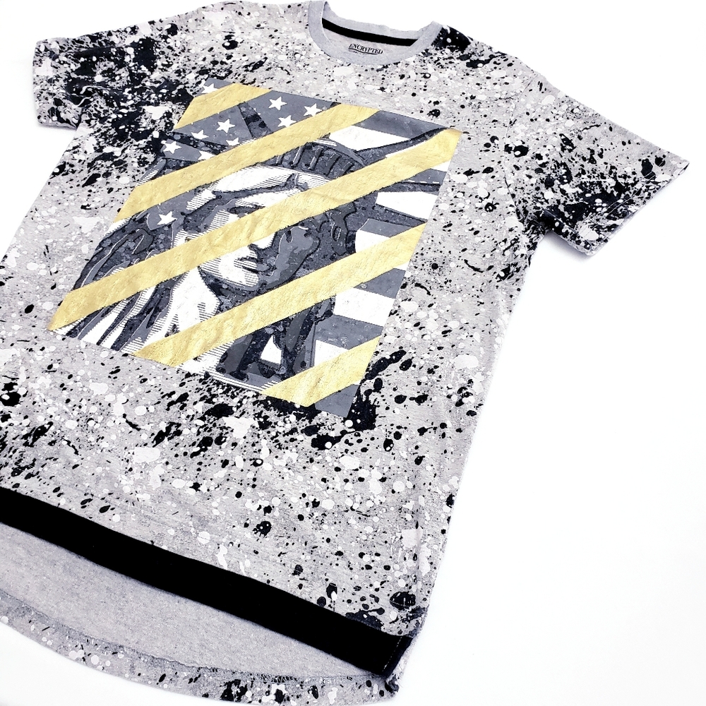 Encrypted Statue/Liberty Black Spatter Tshirt - Picture 3 of 7